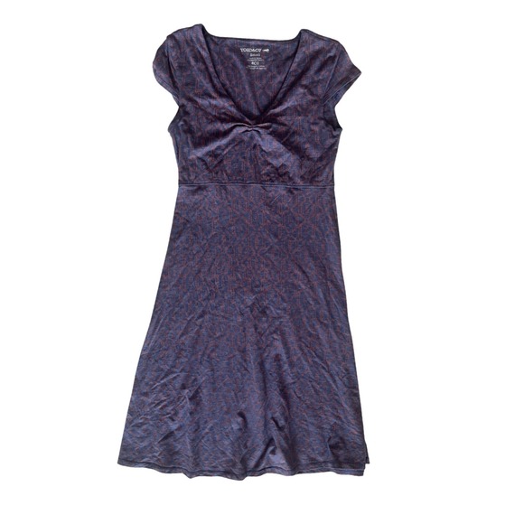 Toad&Co Women's Rosemarie Dress Small Blue Geometric V Neck Short Sleeve- Size S - Picture 2 of 8